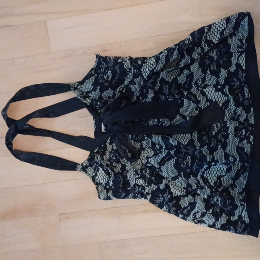 Michael Kors Black and Cream Lace Top
